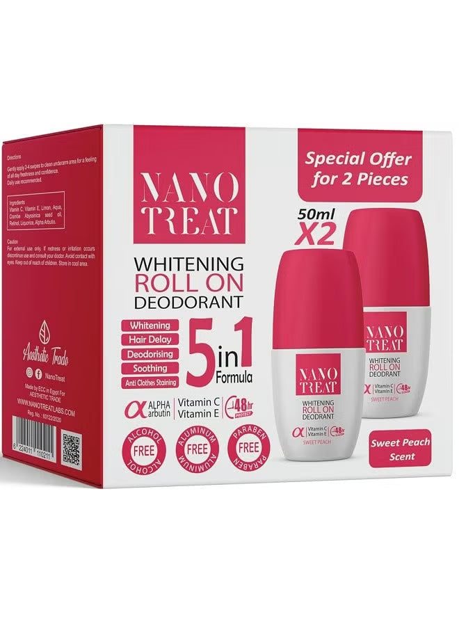 نانو تريت رول اون 50مل سويت بيتش 2ق عرض - Nano Treat 2 Pieces Roll On Sweet Peach Scent 1+1 50m