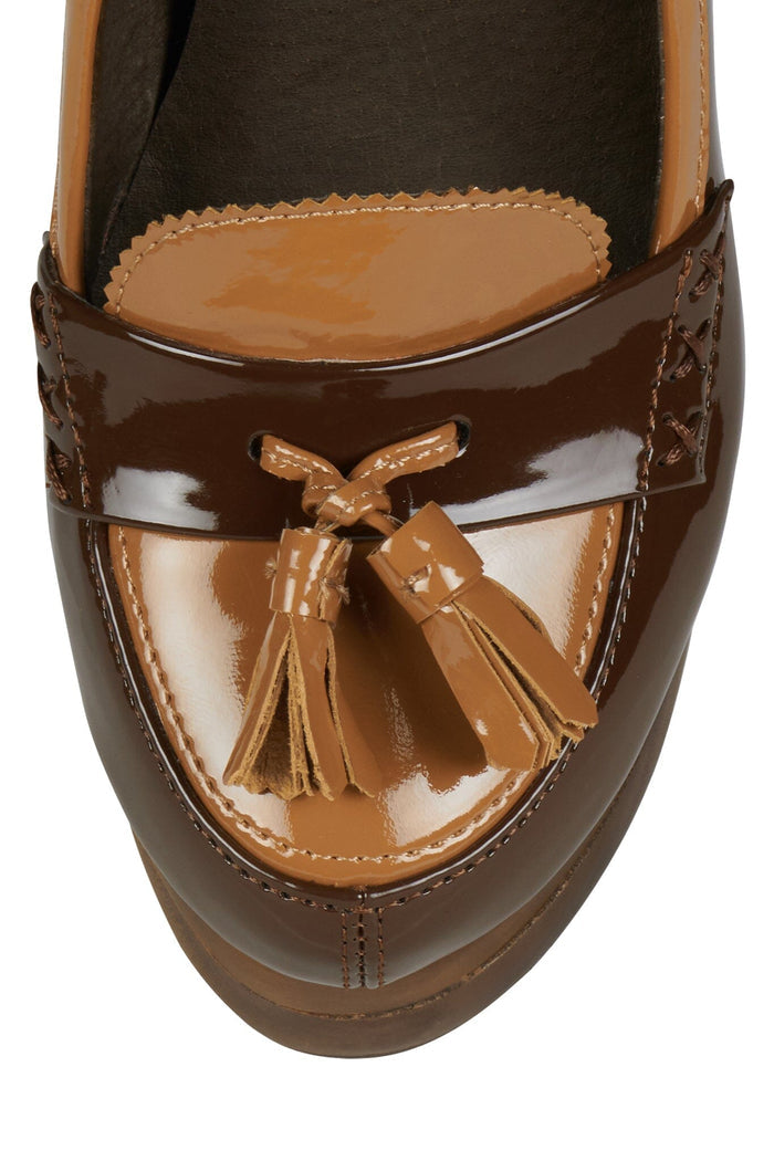 ARTICLE Jeffrey Campbell Platform Wedge Brown Patent Tan Patent