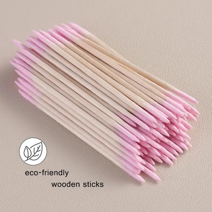 Barneys Pointed Precision Brow Applicator - Double Sided - Pink Tip - 100 Pieces
