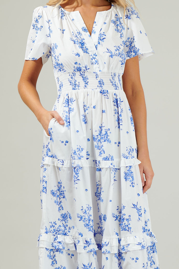 Bestia Floral Palmer Poplin Tiered Maxi Dress