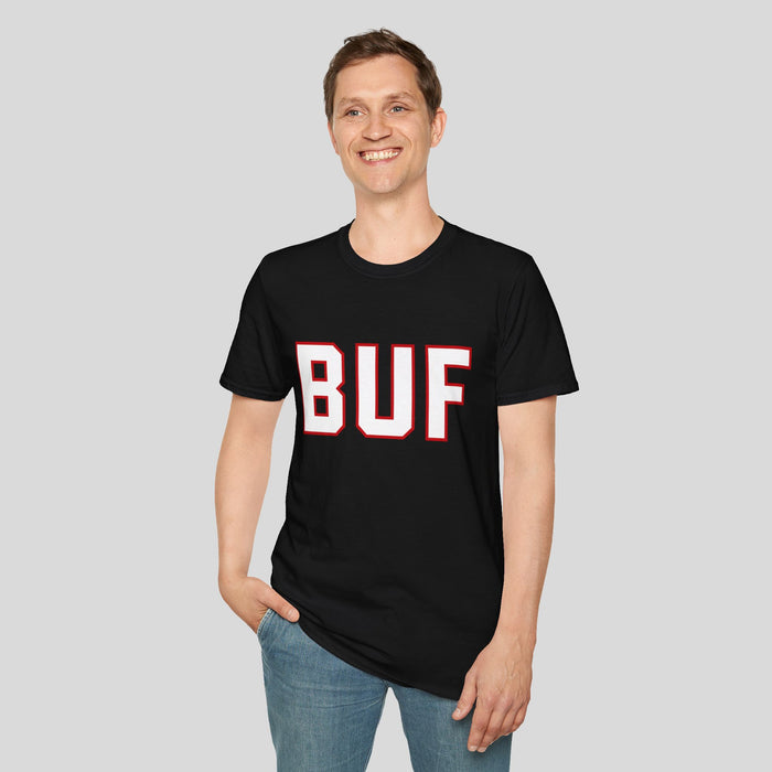 BUF Buffalo Hockey T-Shirt – Retro Red & Black Collegiate Graphic Tee | Teesrus716