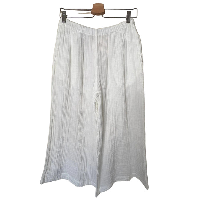 CC- Honest Cotton White Gauze Crop Pant
