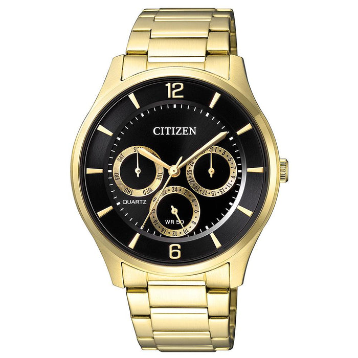Citizen Gents Gold Stainless Steel Multi Function Quartz Men's Watch - AG8353-81E