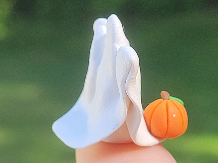 Clay Ghost with Pumpkin