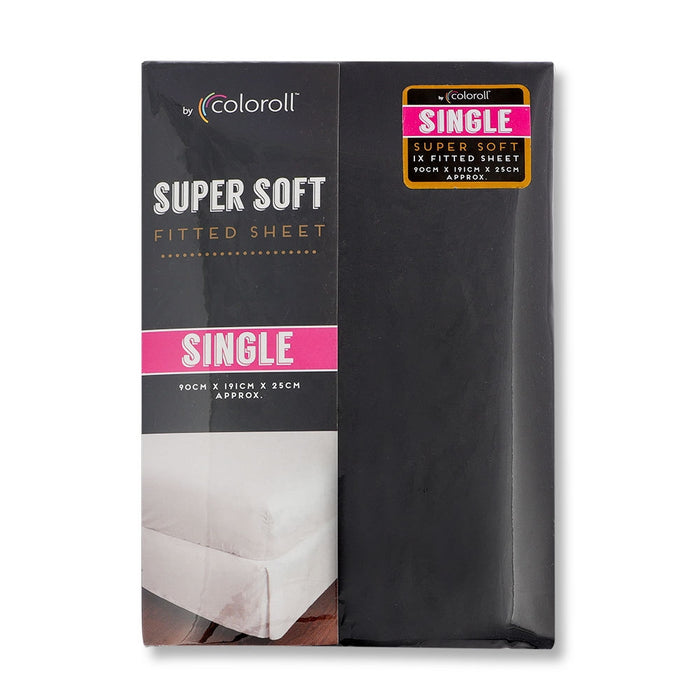 Coloroll Microfibre Black Single Fitted Sheet 330494
