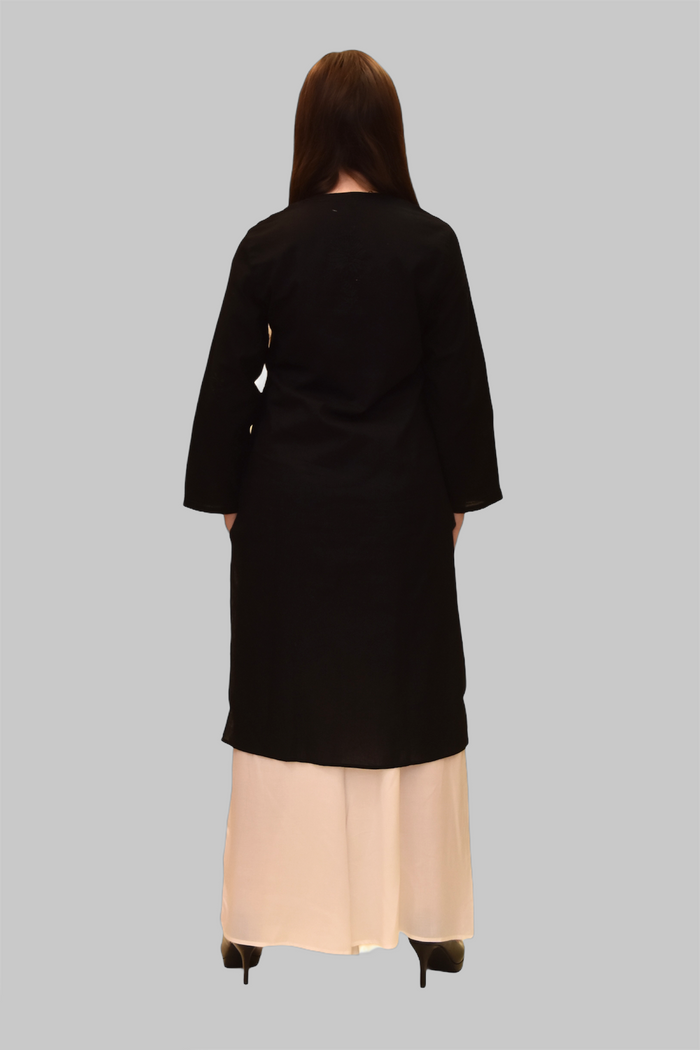 Cotton Crow Black Embroidered Kurti