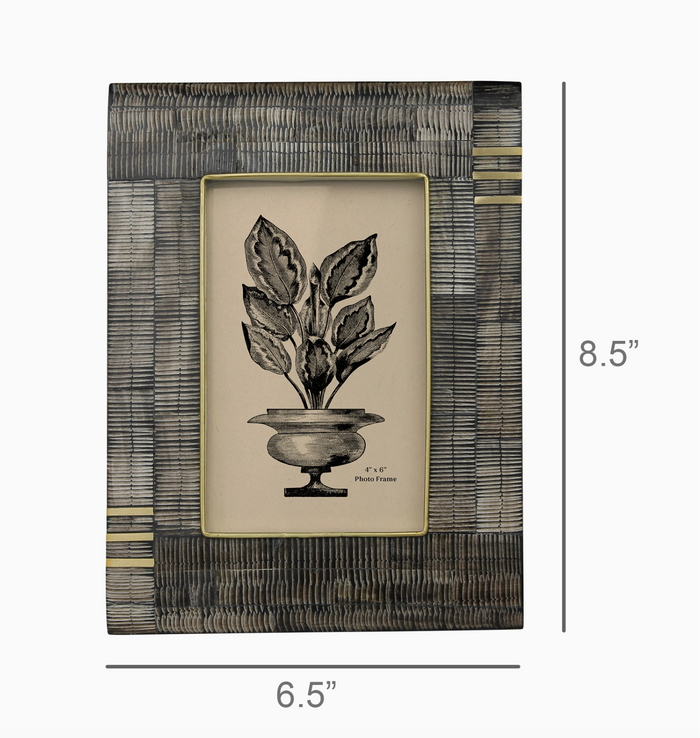 D Acacia, Chiseled Horn + Brass Frame 4" x 6"