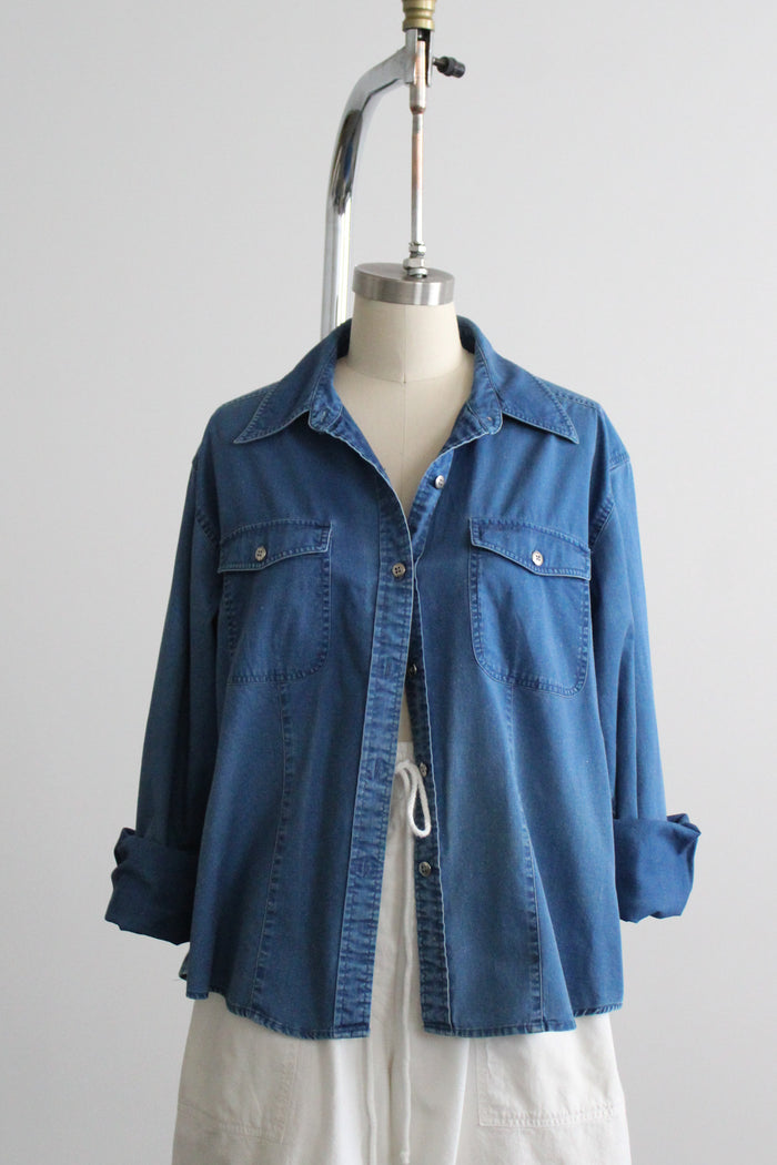 dark lagoon denim button up