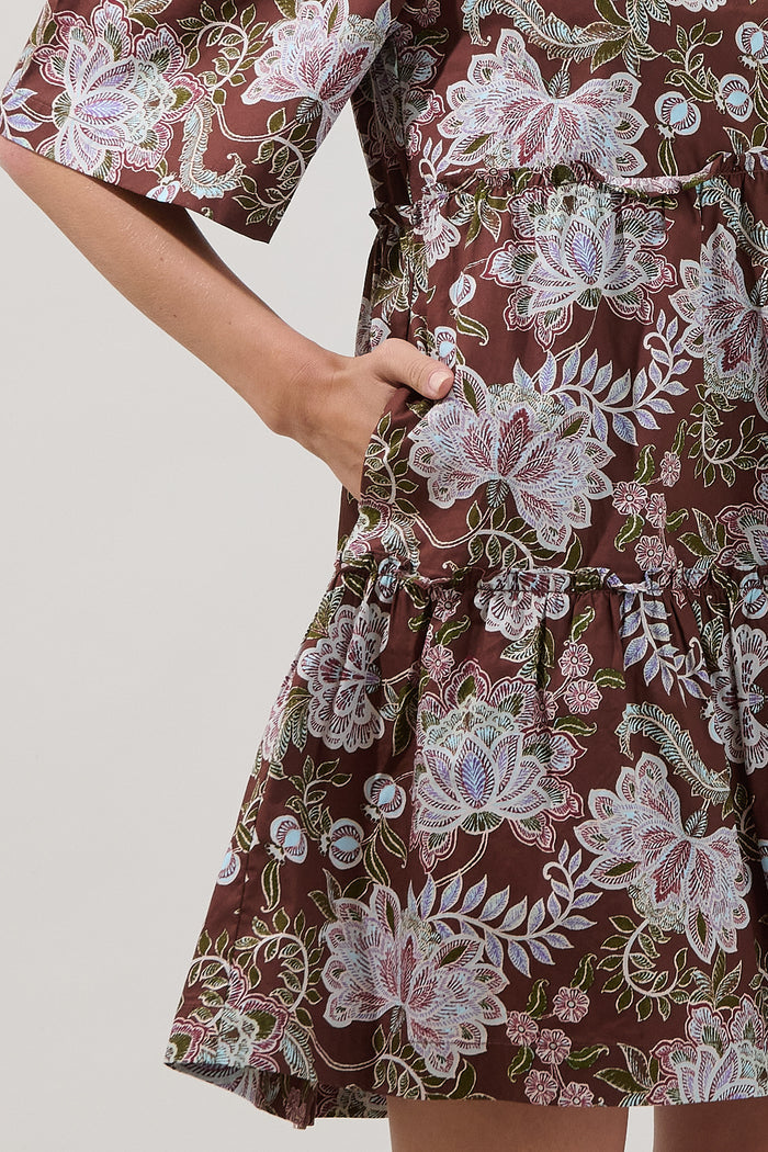 Dixie Split Neck Shift Dress Rustic