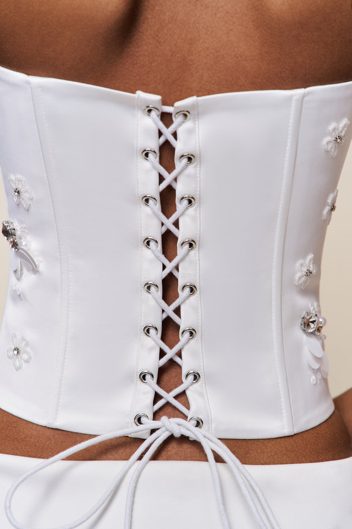 Embellished Satin Corset