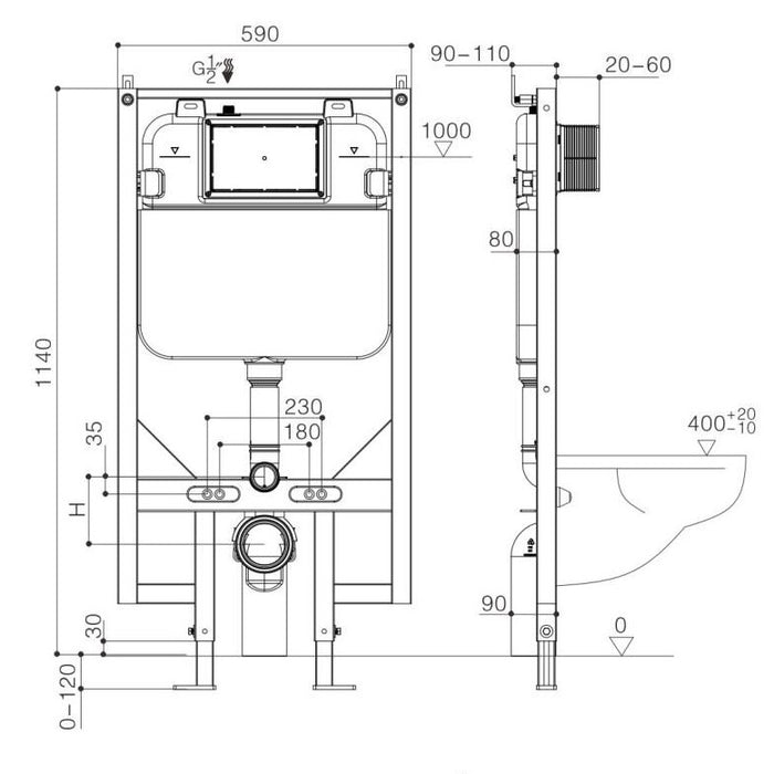 Frame In-wall Cistern for Wall-Mounted pan