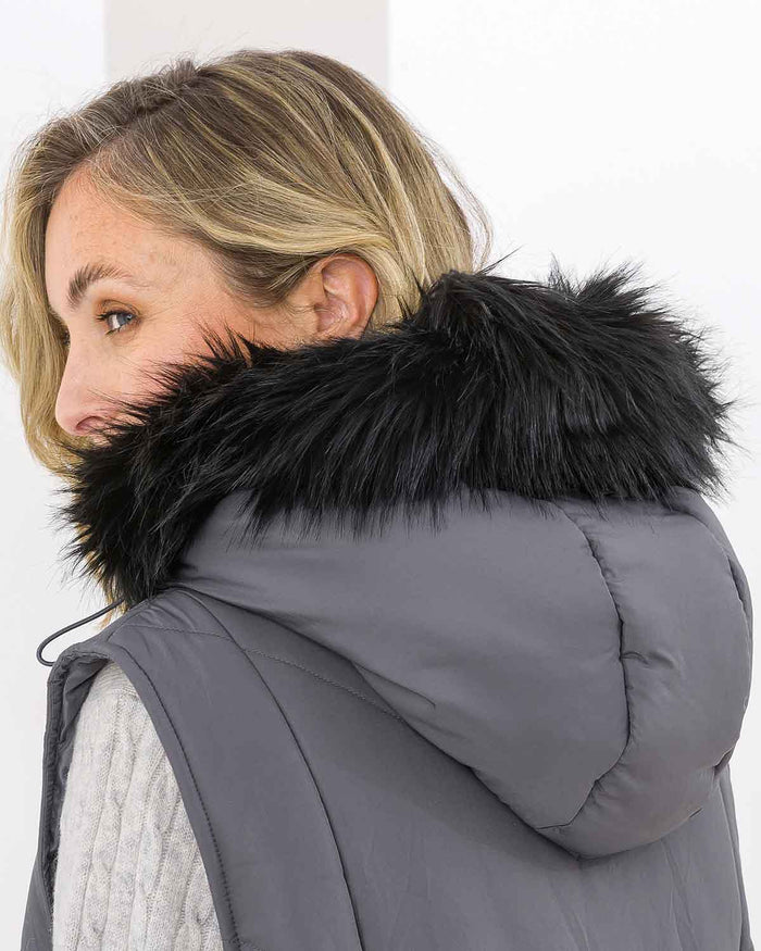 Georgette Quilted Fur Trimmed Gilet - Image 2 - The Classic Boutique