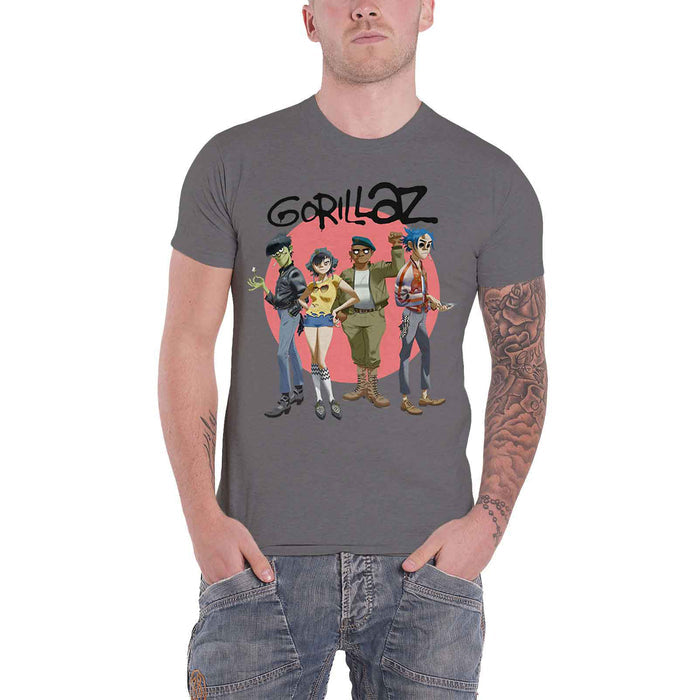 GORILLAZ - GROUP CIRCLE RISE - T-Shirt Grey
