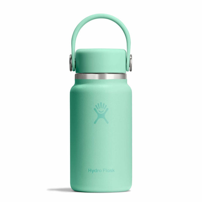 Mint green Hydro Flask Micro Hydro 200 mL insulated stainless steel water bottle with a flexible carry loop handle.