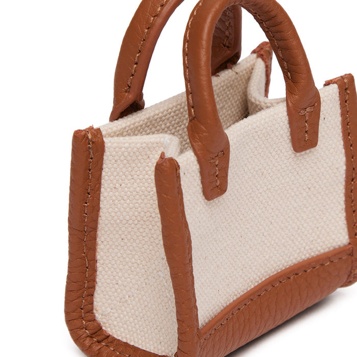 Kress Itty Bitty Bag Charm Natural Canvas/Saddle Brown