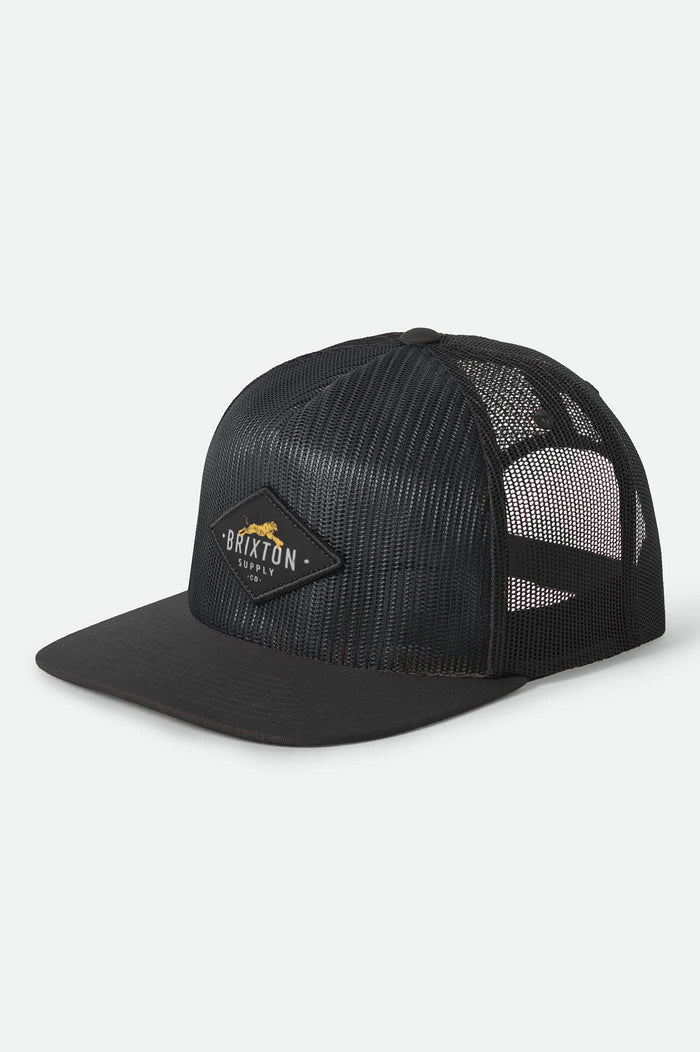 Unisex Leaper All Mesh Trucker Hat in the color Black/Black - Front Product View