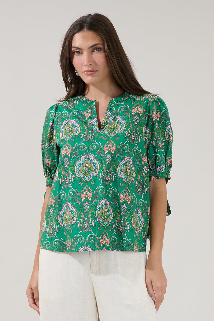Leticia Puff Sleeve Top Paisley