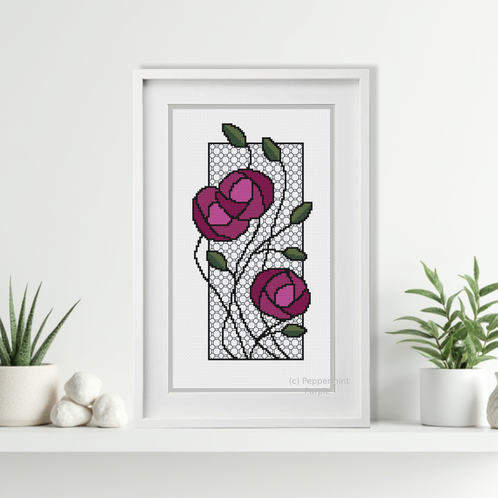 Mackintosh Climbing Roses Blackwork Pattern by Peppermint Purple