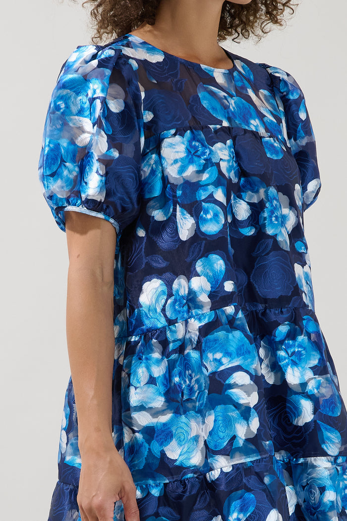 Marean Tiered Organza Mini Dress Abay Floral
