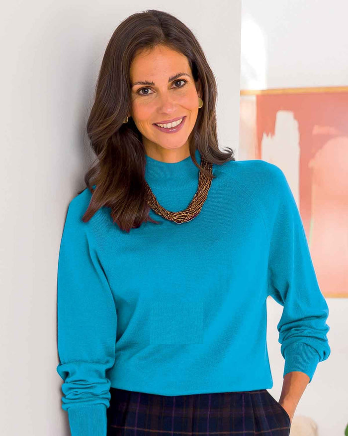 Merino Wool Turtle Neck Jumper - Turquoise - The Classic Boutique