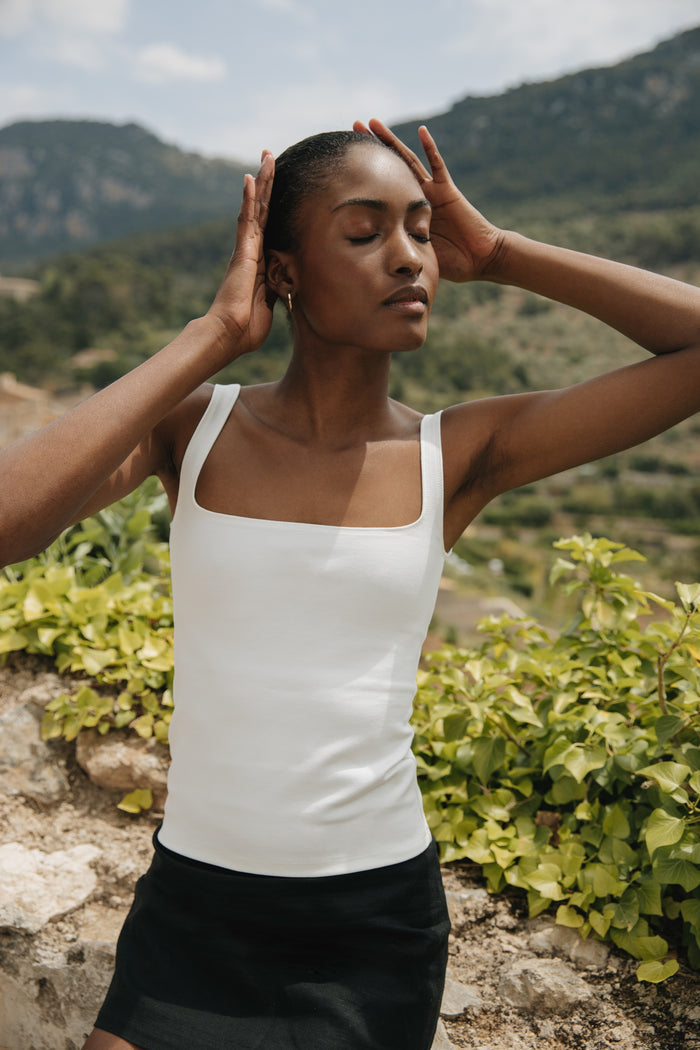 OFIRA Square Neck Tank in White