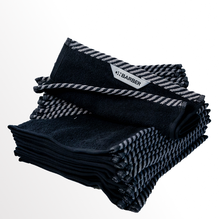 ON BARBER BARBER TOWEL BLACK/WHITE 40x80CM
