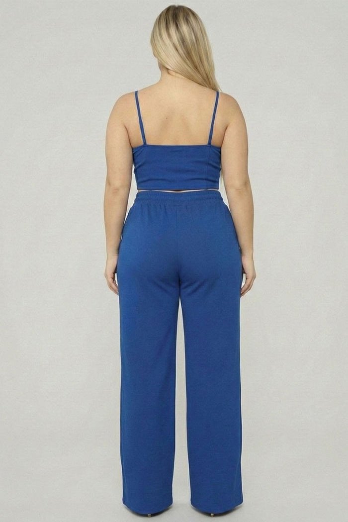 Plus Bustier Crop Cami Top & Pocket Straight Pants