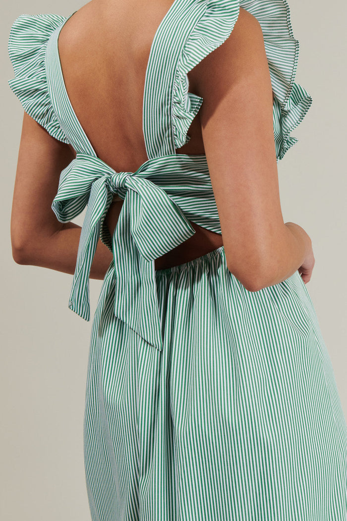 Quiana Striped Avila Poplin Tie Back Midi Dress