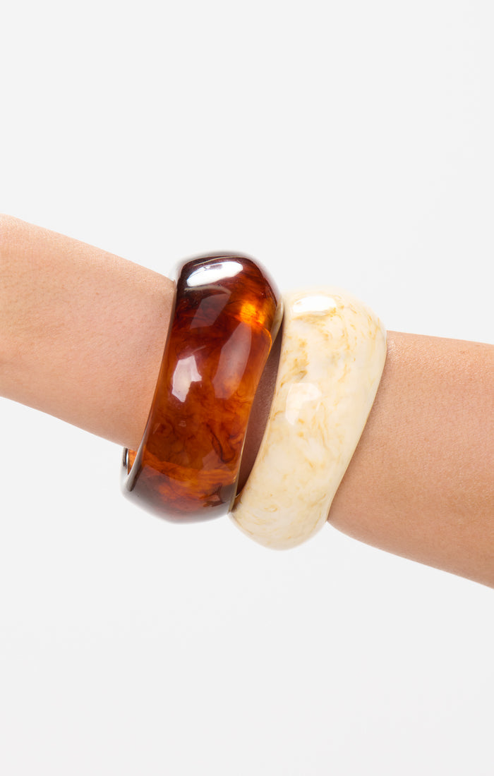 Resin Bangle Set ~ Cream & Brown