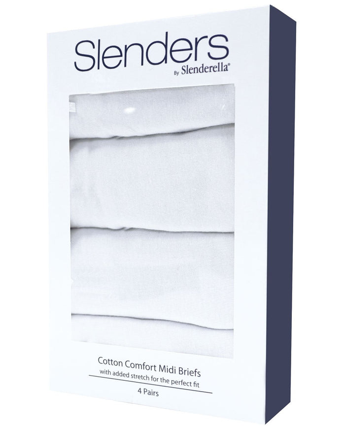 Slenderella Cotton Comfort Midi Brief - White - Country Collection