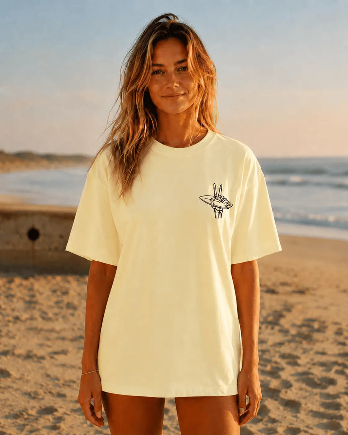 Skullwave Store T-shirt Oversize Femme T-shirt Femme Oversize Landifornia Jaune Pastel | Skullwave Hossegor