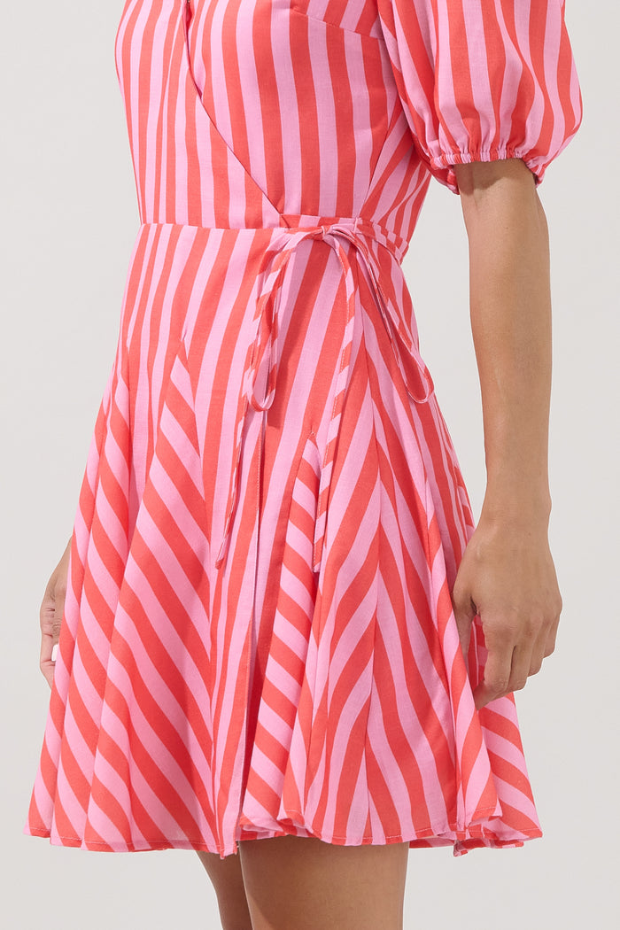 Tanner Wrap Stripe Mini Dress