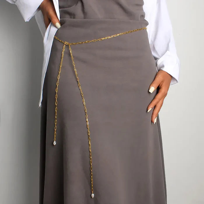 TL JDSO Paperclip Pearl Lariat