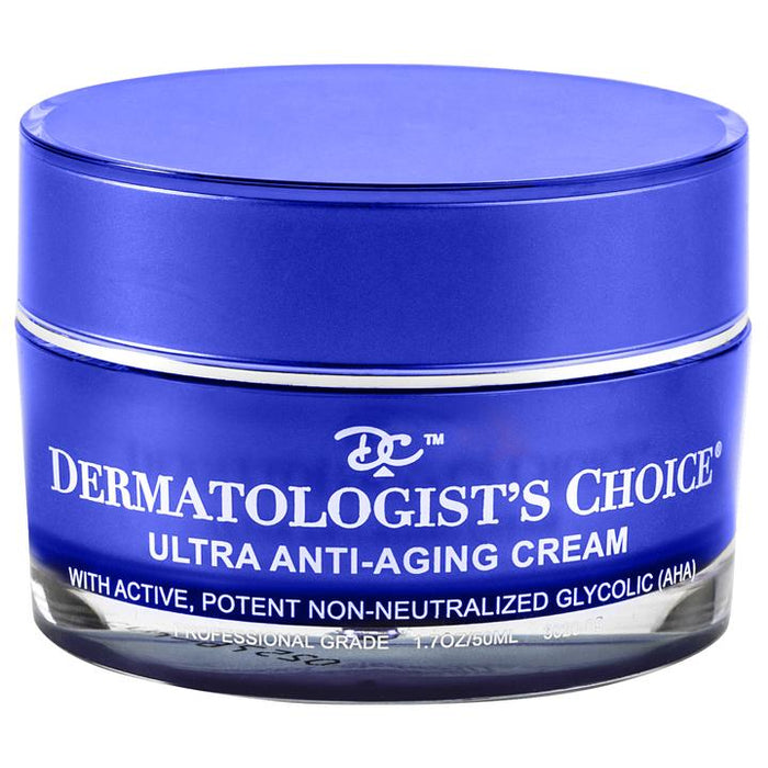 Blue jar of Ultra Anti-Aging Cream Mild Chem Peel | Dermatologist's Choice featuring professional-grade glycolic acid formula for advanced skincare and anti-aging benefits.