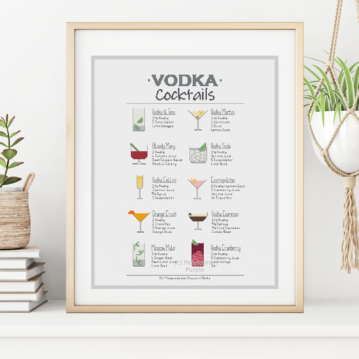 Vodka Cocktails Cross Stitch Pattern by Peppermint Purple