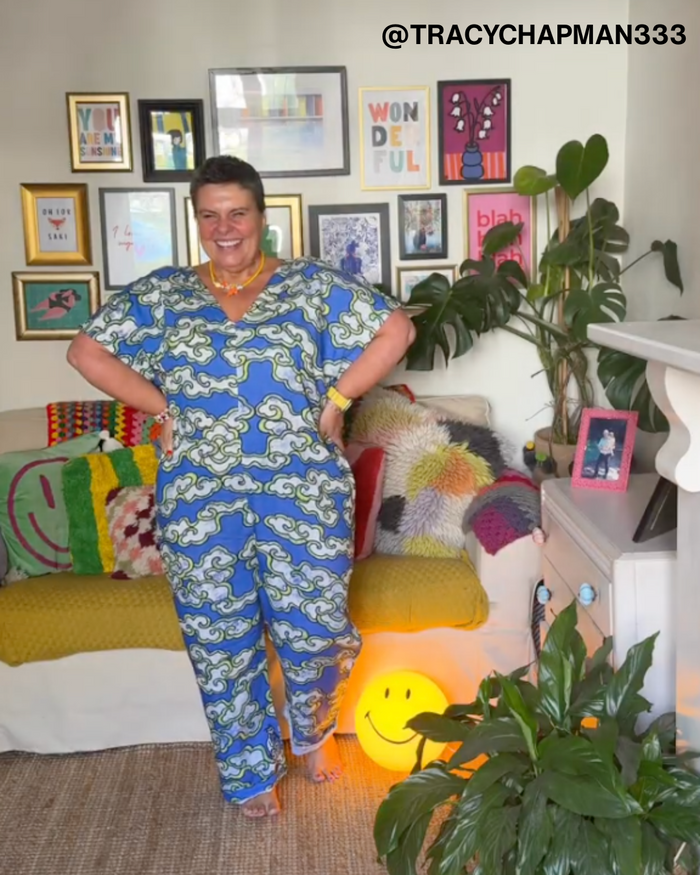 Wild Clouds Blue Clouds Loose Fit EcoVera and Linen Jumpsuit