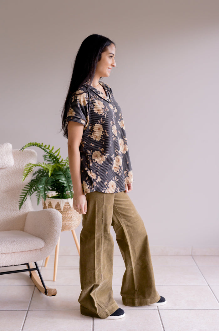 Wildflower Rib V-Neck Top