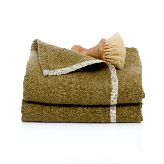 WS Chunky Linen Forest Green Towels 20x30 - Set of 2