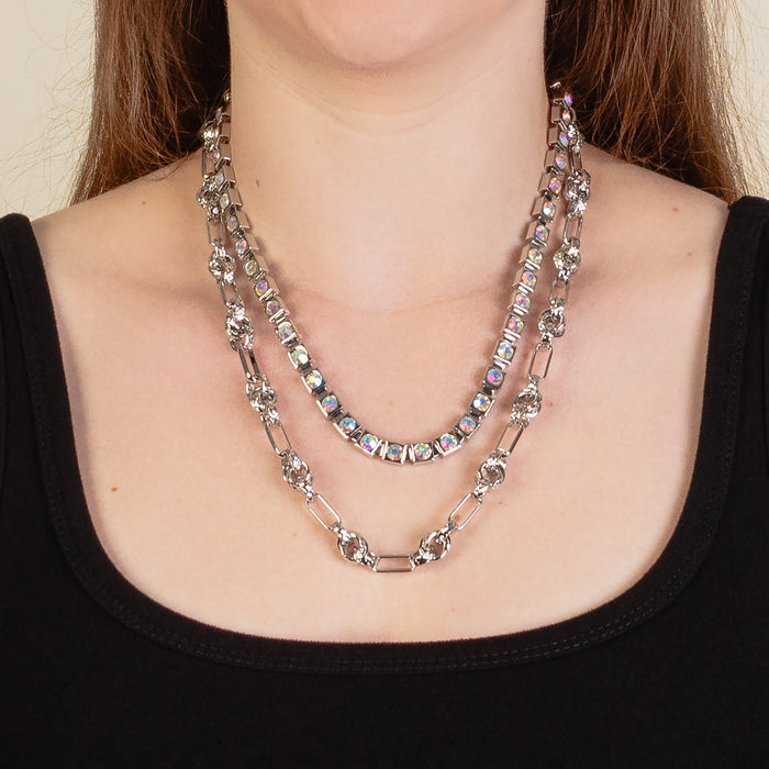 12016 - Layered Crystal Necklace - AB