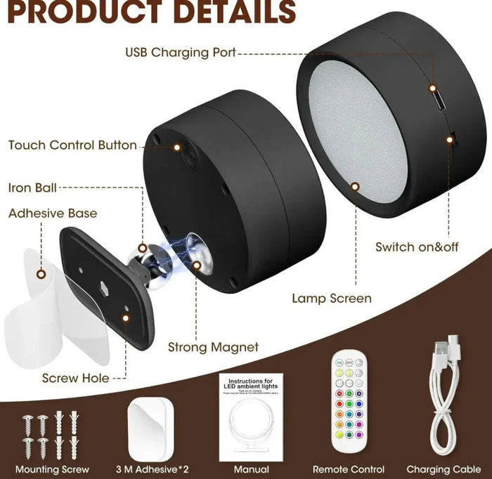 360 degree rotating LED wall lamp with remote control adjustable modern wall light  Home Hatch Pakistan