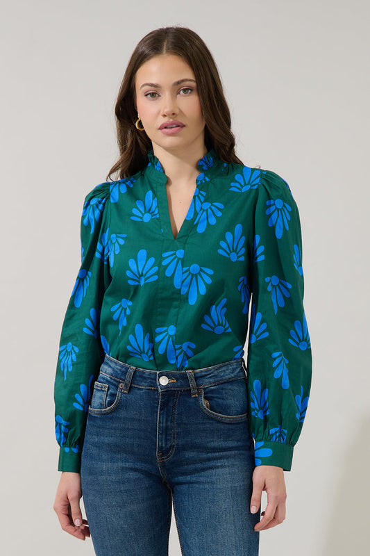 Adelia Split Neck Top Geo