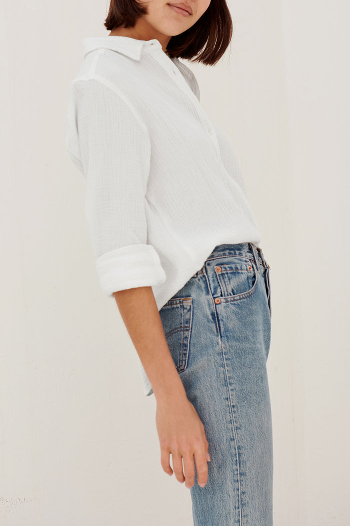 ADRAS Gauze Blouse in White