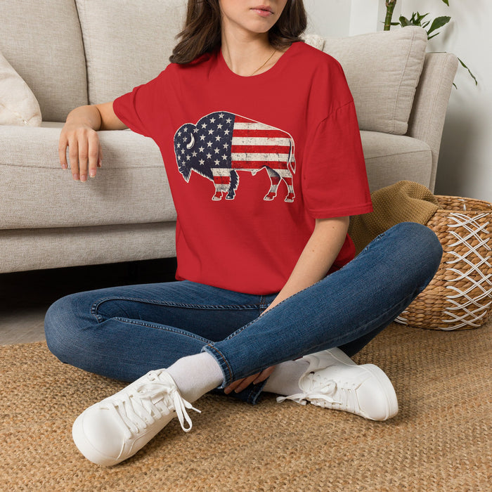 American Flag Buffalo T-Shirt – Patriotic Buffalo USA Graphic Tee | Teesrus716
