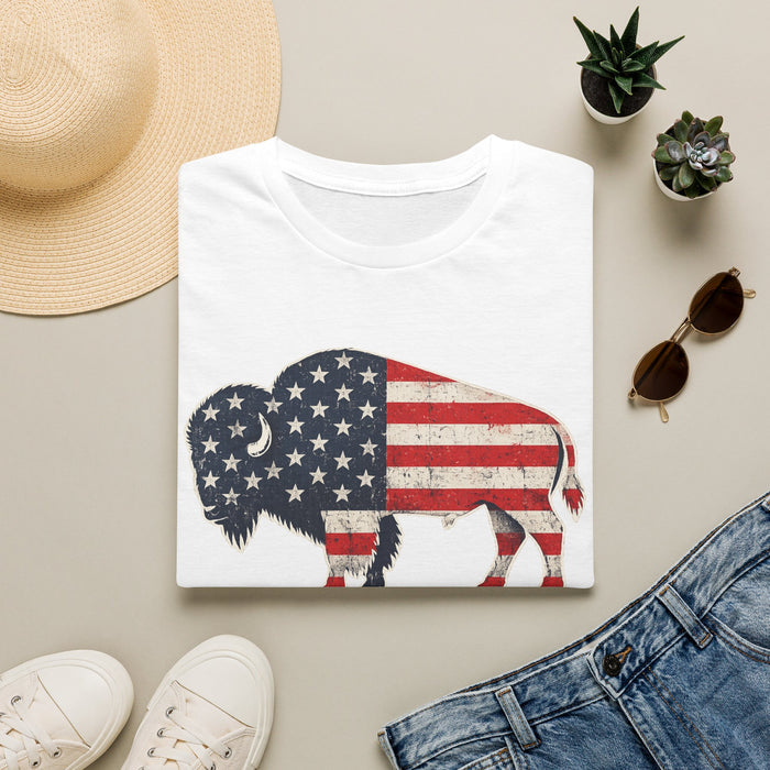 American Flag Buffalo T-Shirt – Patriotic Buffalo USA Graphic Tee | Teesrus716