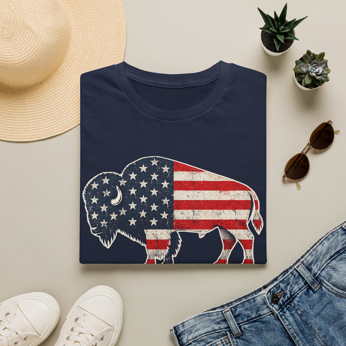 American Flag Buffalo T-Shirt – Patriotic Buffalo USA Graphic Tee | Teesrus716