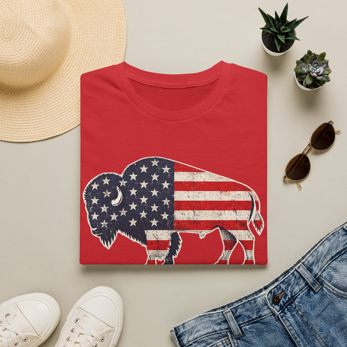 American Flag Buffalo T-Shirt – Patriotic Buffalo USA Graphic Tee | Teesrus716