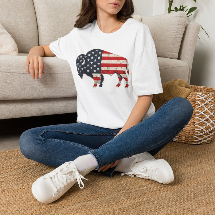 American Flag Buffalo T-Shirt – Patriotic Buffalo USA Graphic Tee | Teesrus716
