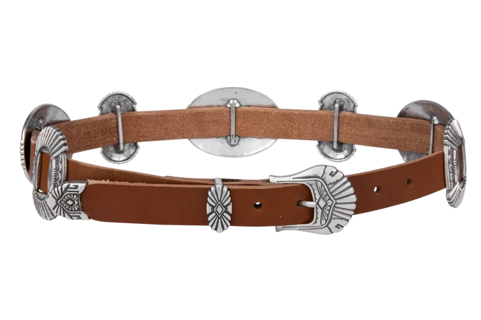 Americana Concho Belt in Authentic Brown Leather