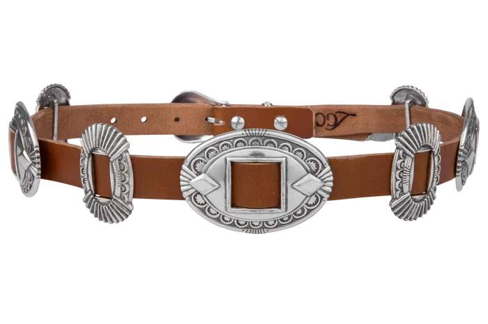 Americana Concho Belt in Authentic Brown Leather
