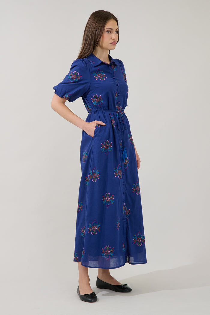 Arelia Button Down Midi Dress Bouquet